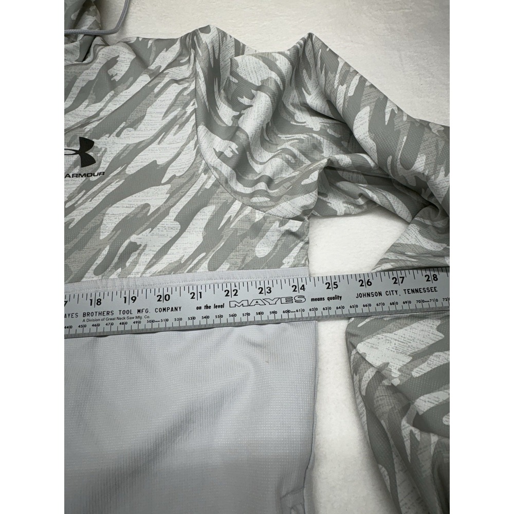 Under Armour Jacket Men's Large Quarter Zip Lightweight With Hood Half Gray Camo - Picture 7 of 10